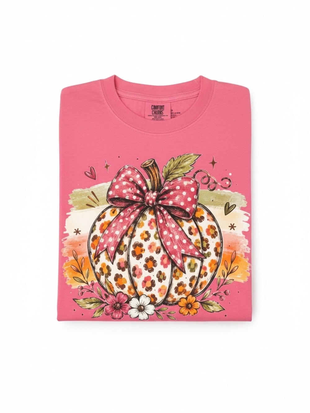Leopard Pumpkin Fall T-Shirt Hand Pressed Graphic Tee Unisex Medium NWOT